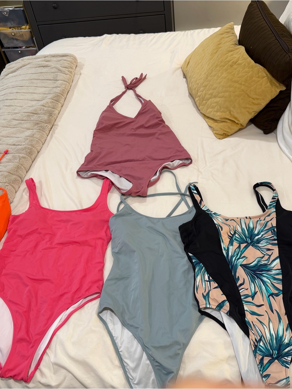 Victoria's Secret Pink, Rose, Gray, Tropical Print One-Piece Swimsuits